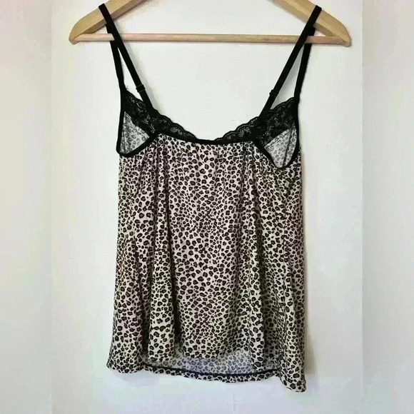 Vintage Jessica Womens  Leopard Print Babydoll Lace Cami Lingerie Top Large - Picture 7 of 11
